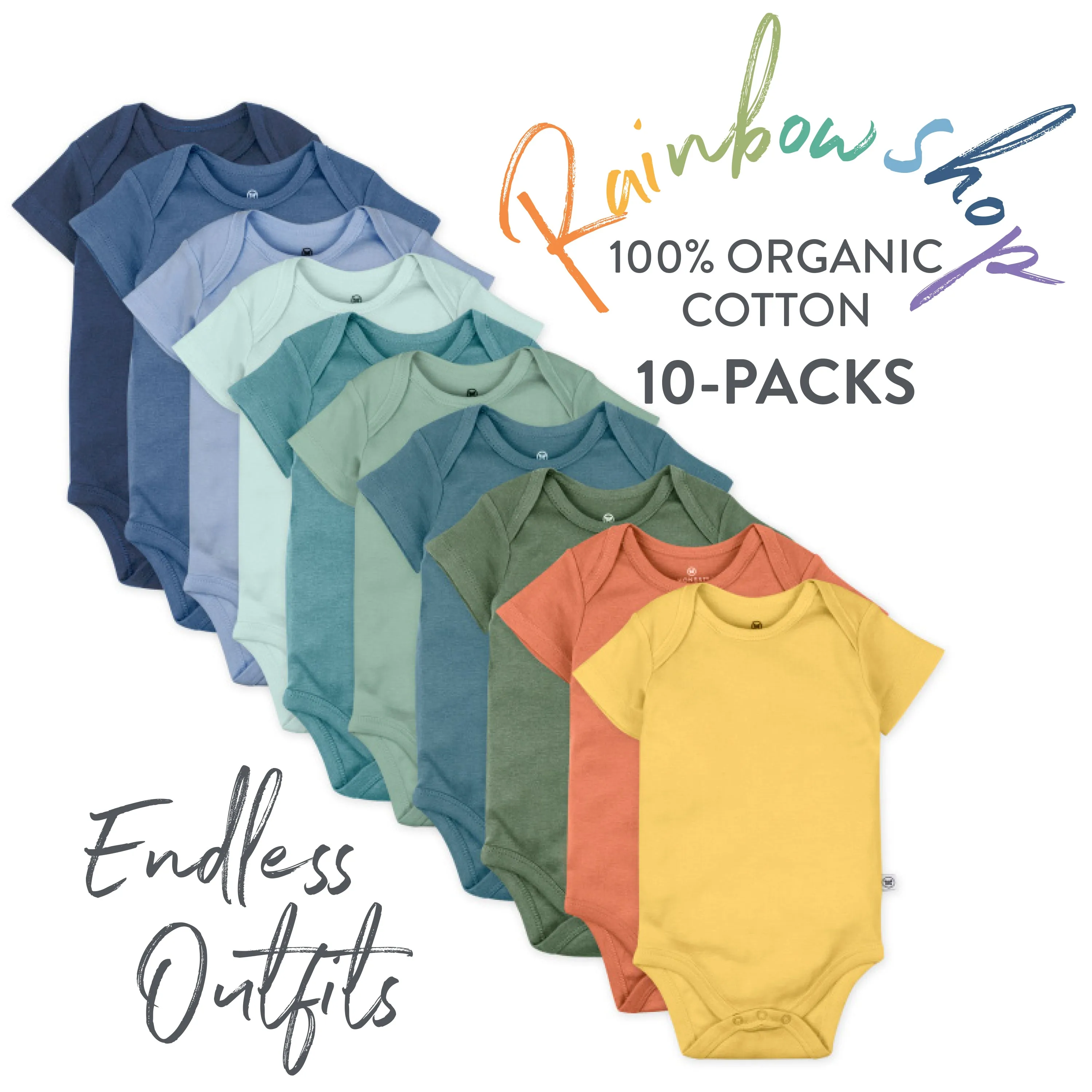 10-Pack Organic Cotton Short Sleeve Bodysuits