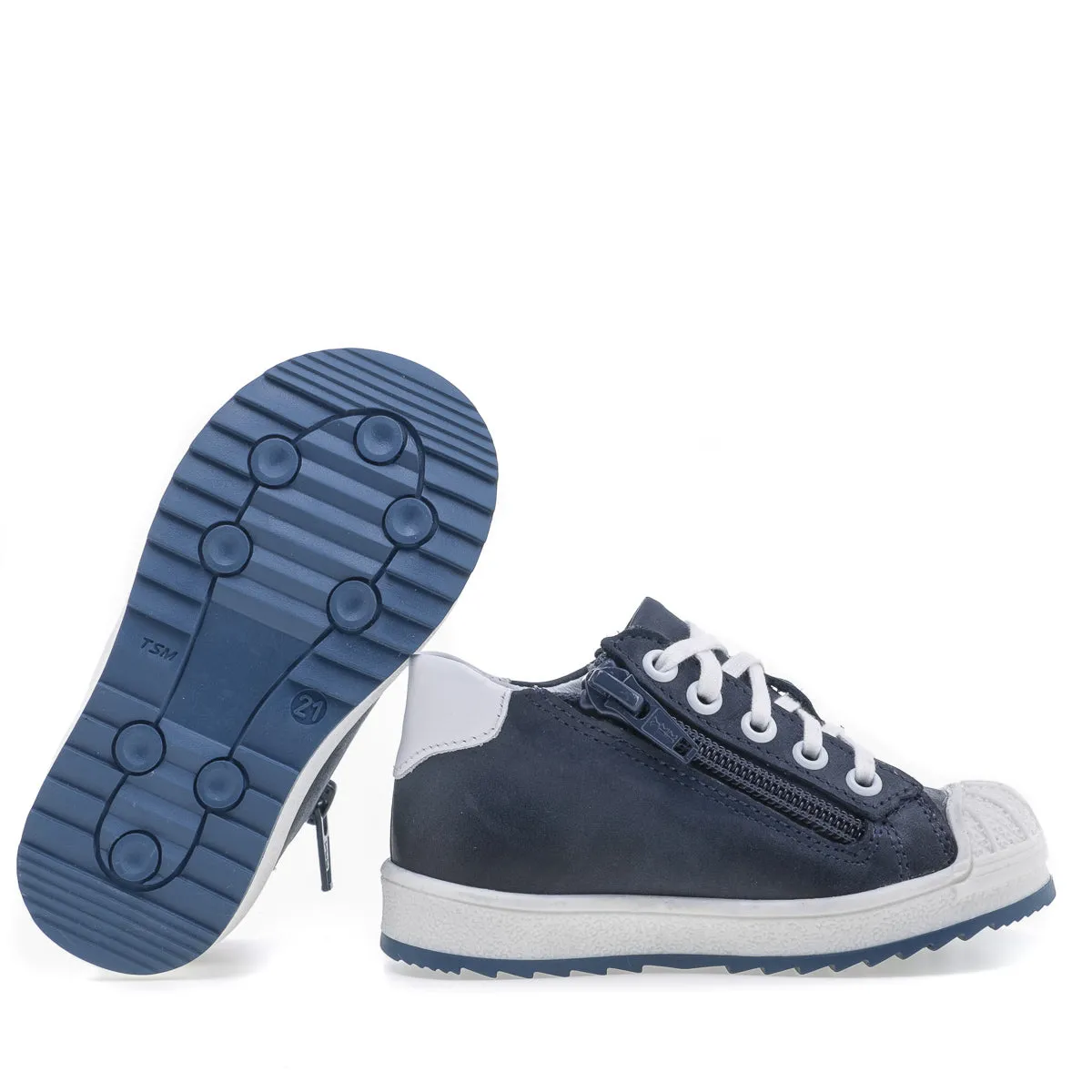 (2627A-26/2628A-26) Emel low trainers with bumper - blue