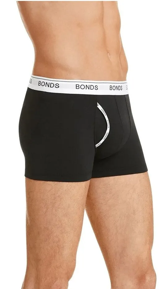 3 x Mens Bonds Guyfront Trunk Underwear Undies Black Pack