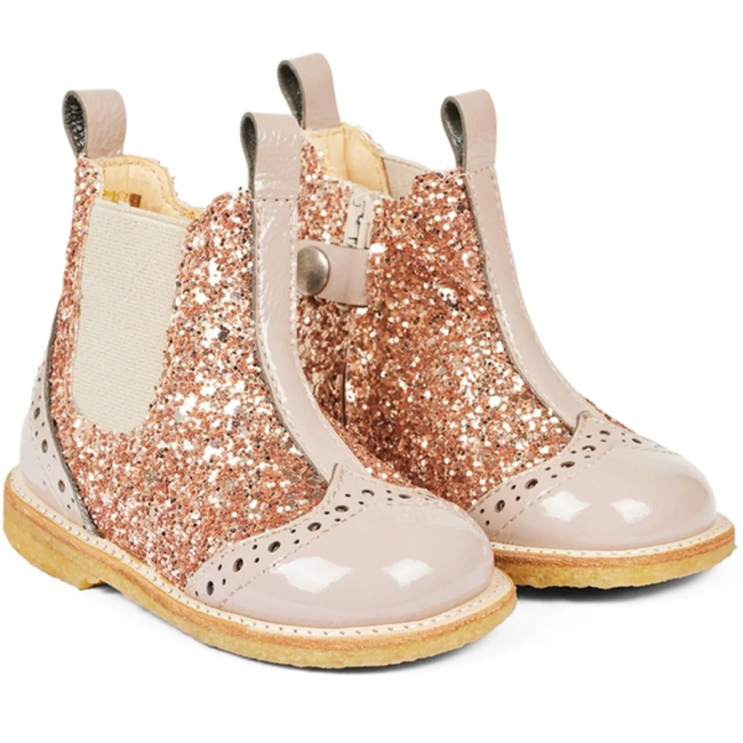 Angulus Dusty almond/Maple glitter/Elastic Classic Chelsea Glitter Boot