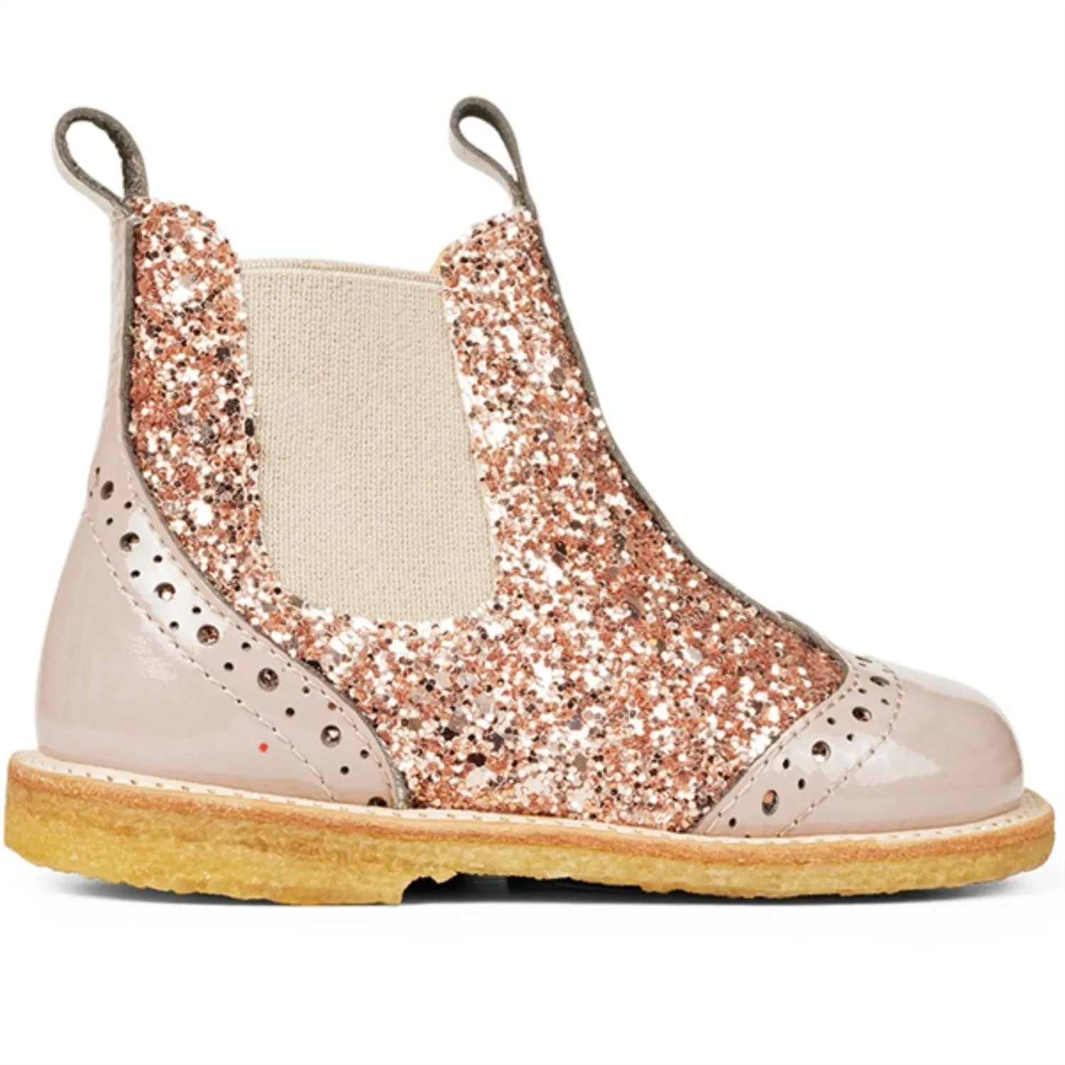 Angulus Dusty almond/Maple glitter/Elastic Classic Chelsea Glitter Boot