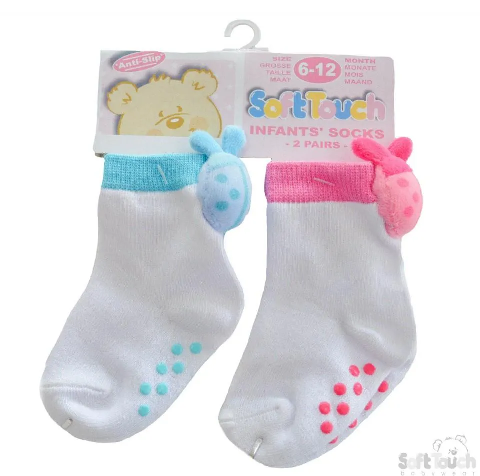 Anti Slip Socks With Ladybird Applique: S262