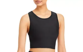 AQUA Women's Athletic Scoop Neck Longline Solid Sports Bra, Black, M