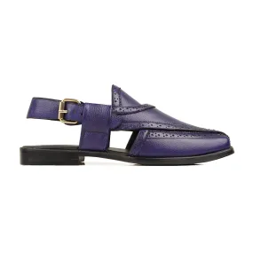 Ayako - Men's Blue Pebble Grain Leather Sandal