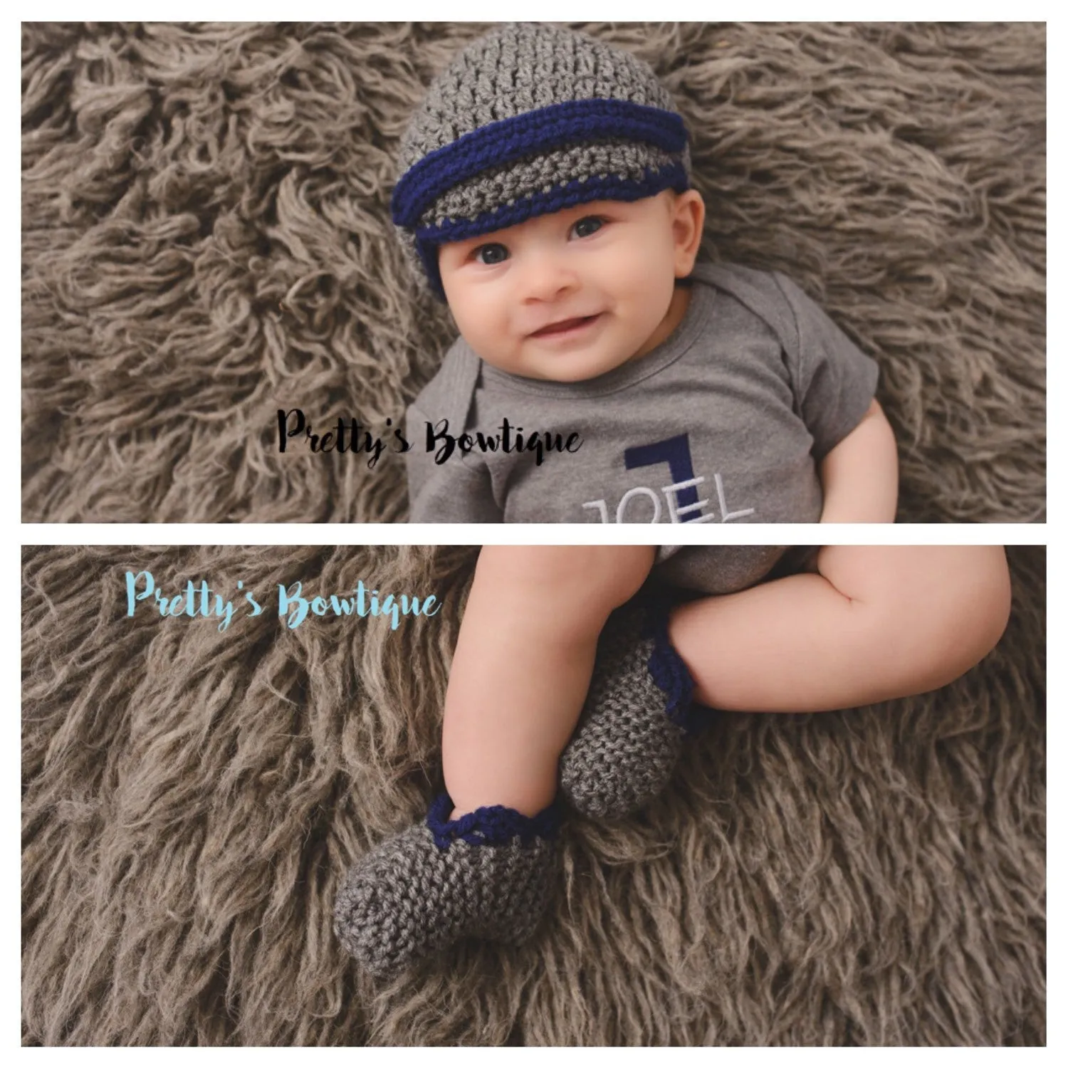 Baby newsboy hat - Baby boy coming home hat Baby Booties - Newborn boy hat - Coming home outfit - Newsboy hat - Newsboy cap, Crochet