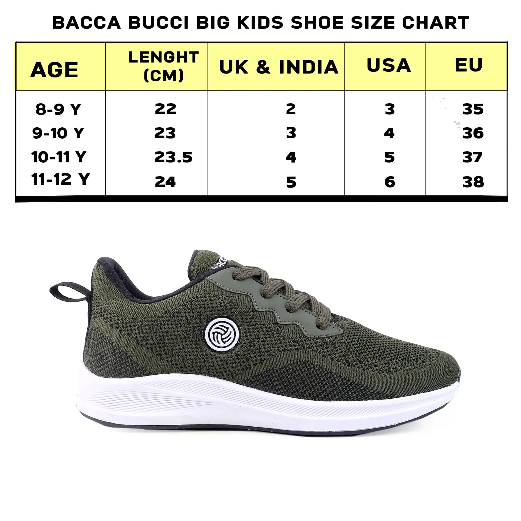 Bacca Bucci Boys or Girls Essential Knit Running Sports Shoe (Age: 8 year to 12 years)