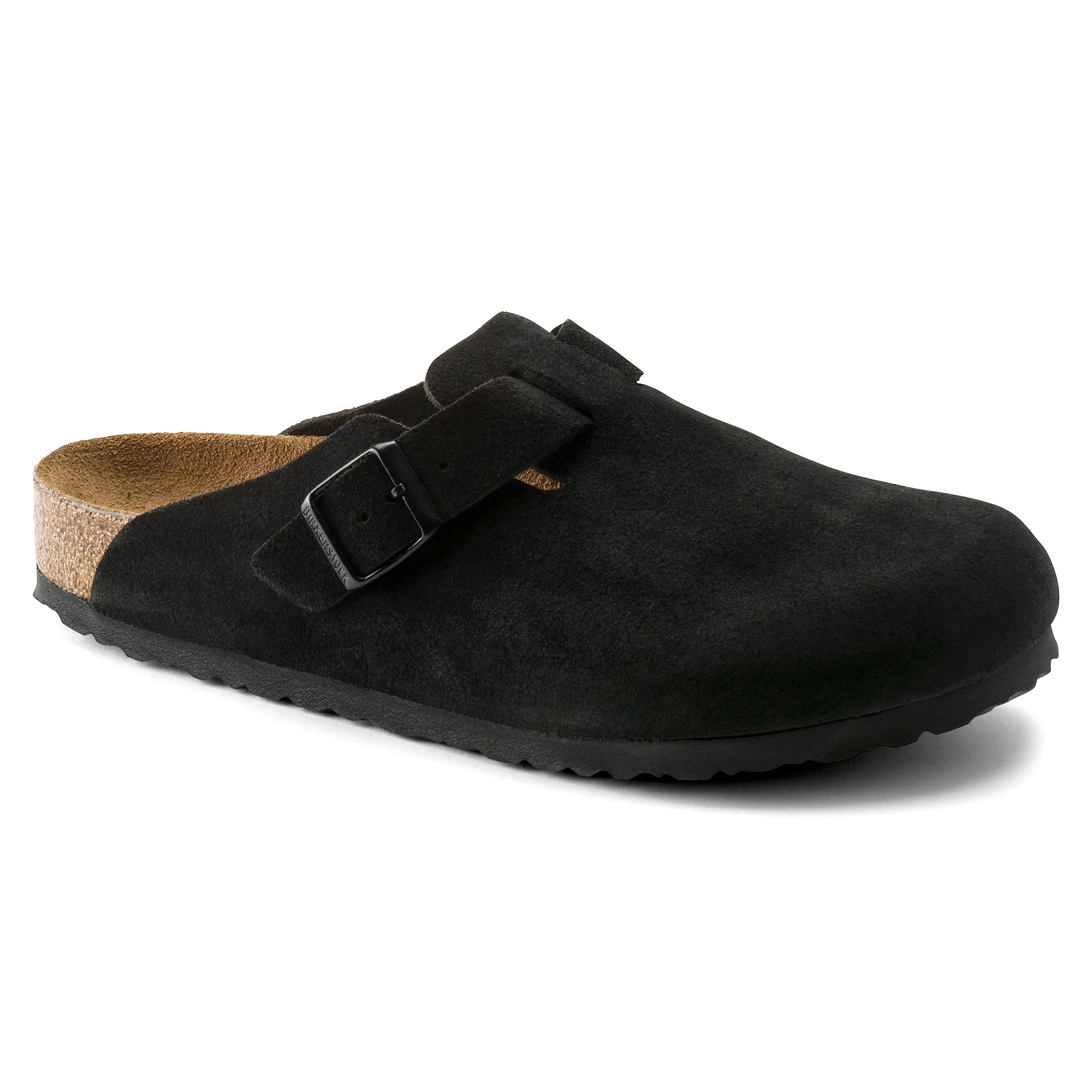 Birkenstock Boston Soft Footbed Suede Leather - Black