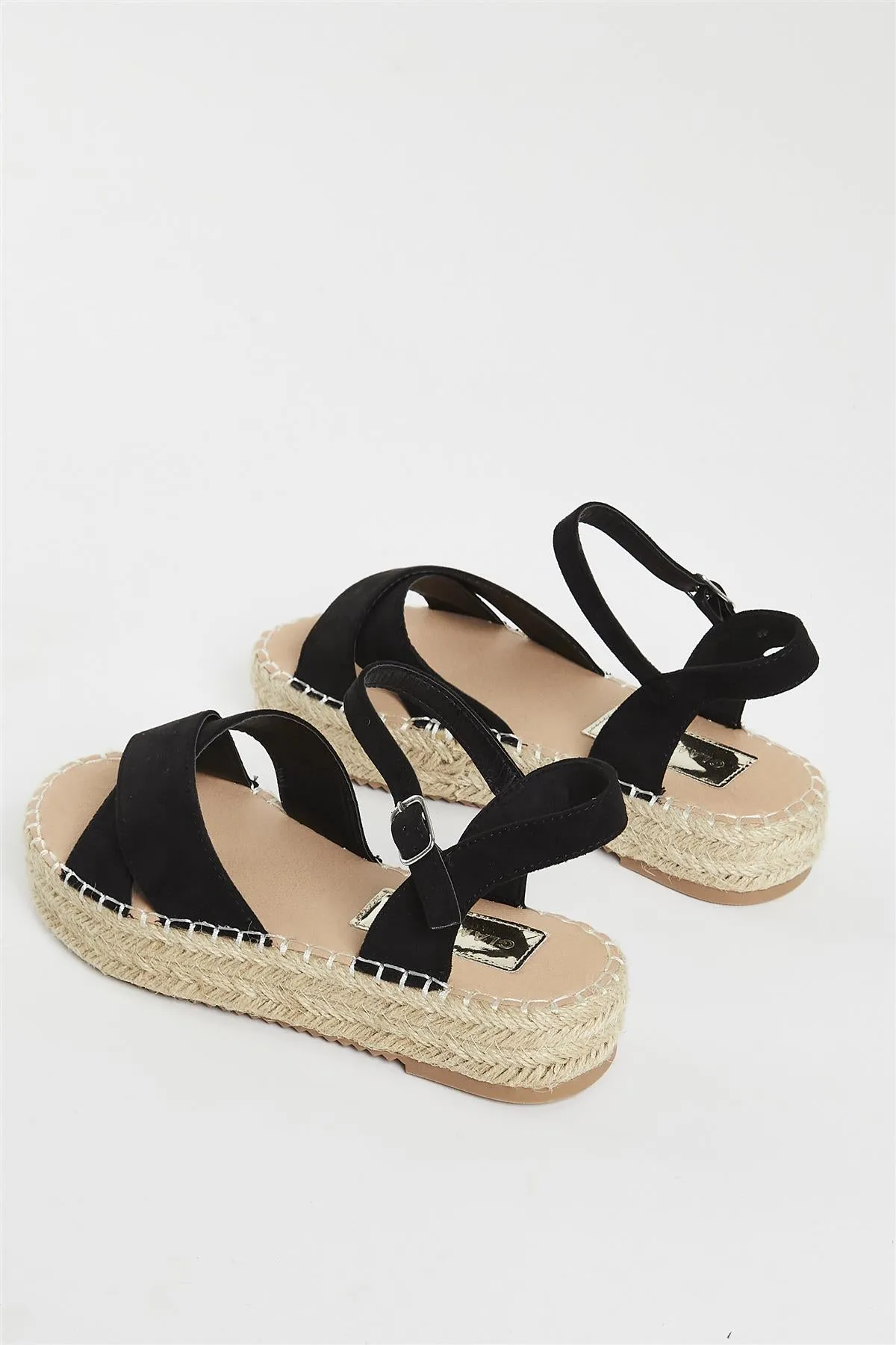 Black Micro Espadrille Sandals