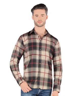 Camisa Casual Manga Larga Estampada Cuadros para Hombre 'Montero' - ID: 0814