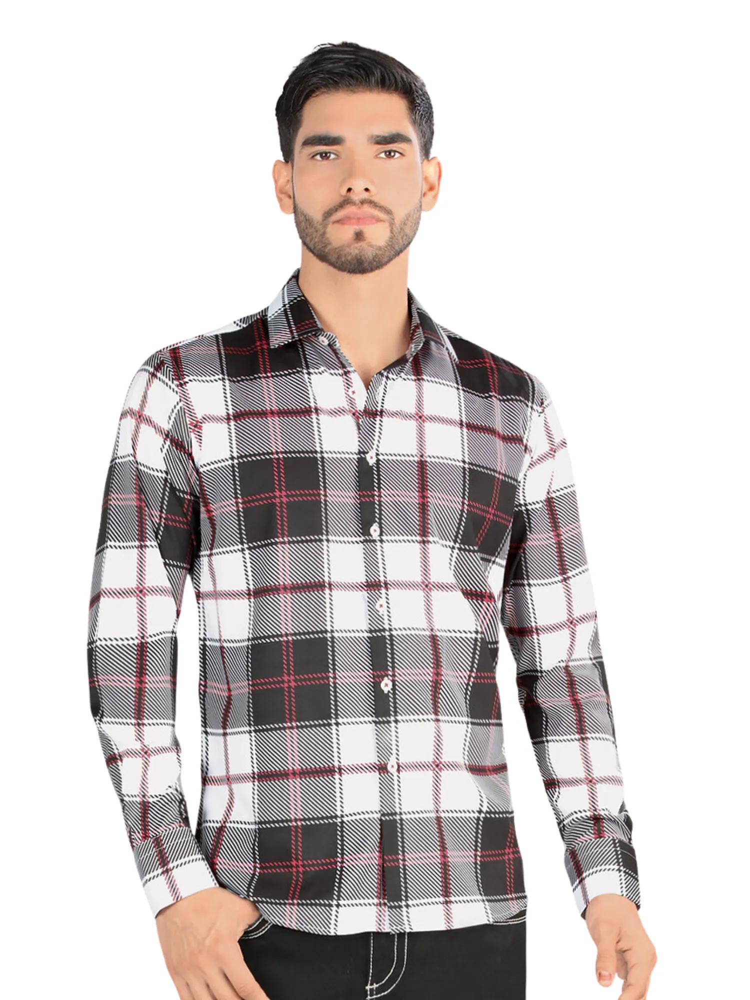 Camisa Casual Manga Larga Estampada Cuadros para Hombre 'Montero' - ID: 0814