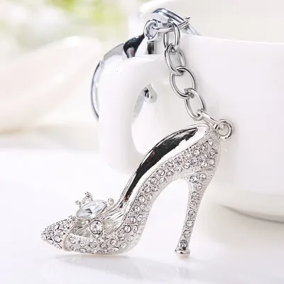 Fashion Lady Keychain Pendant Sexy Red Rhinestones High Heels Keychain Alloy Rhinestone Car Keychain Trinkets Gifts