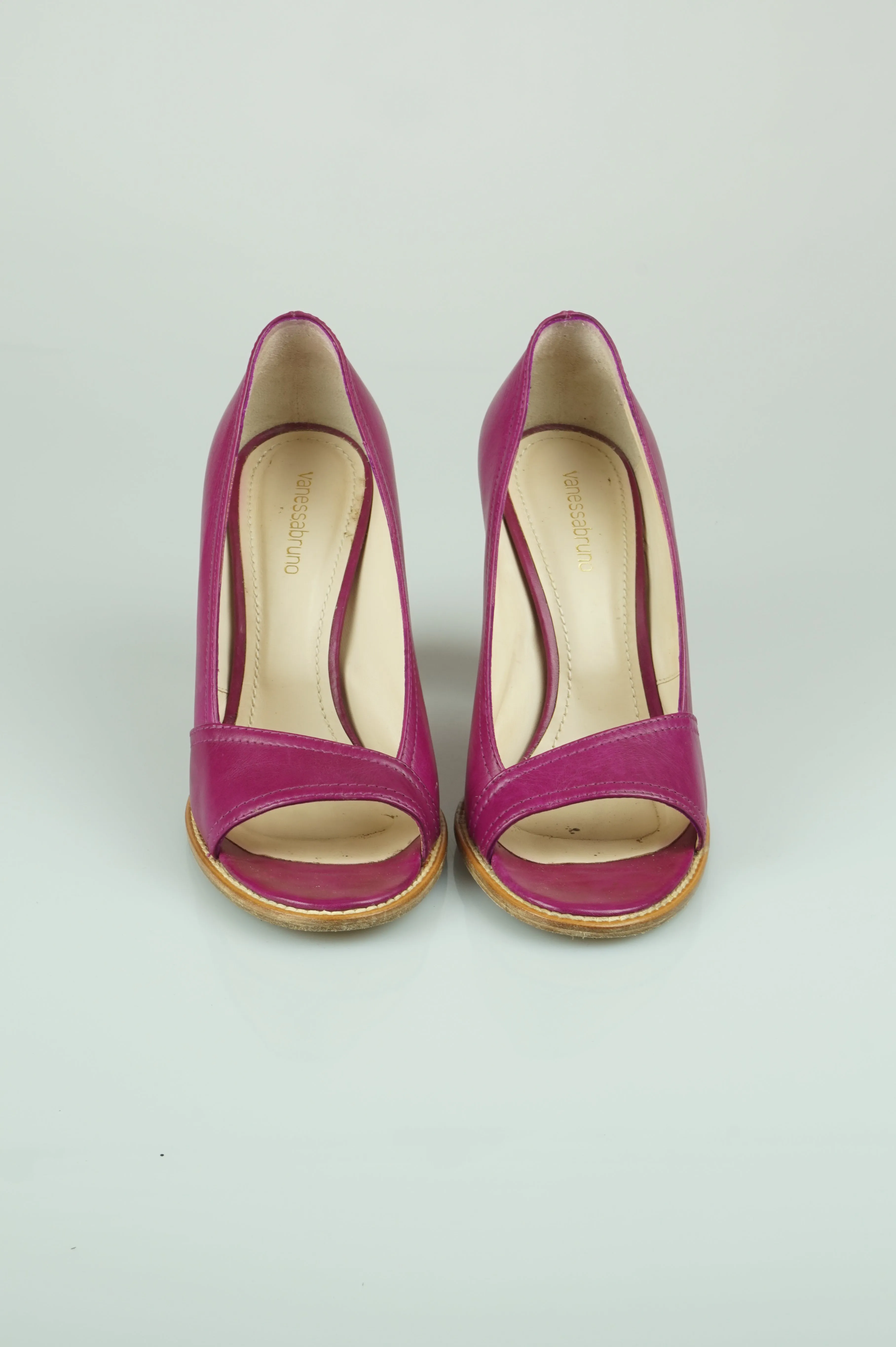 Fuschia open toe heels