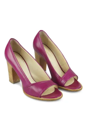 Fuschia open toe heels