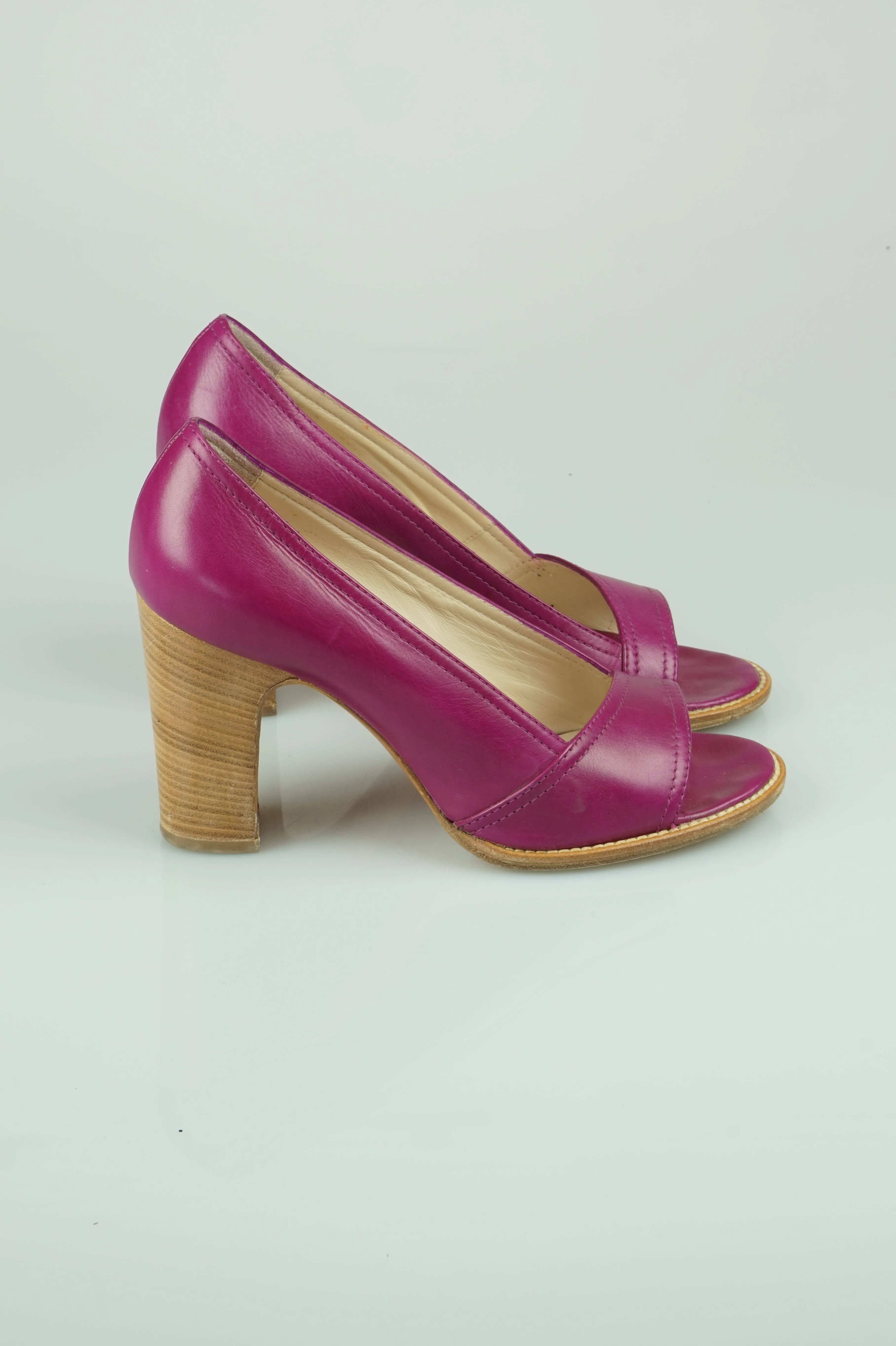 Fuschia open toe heels