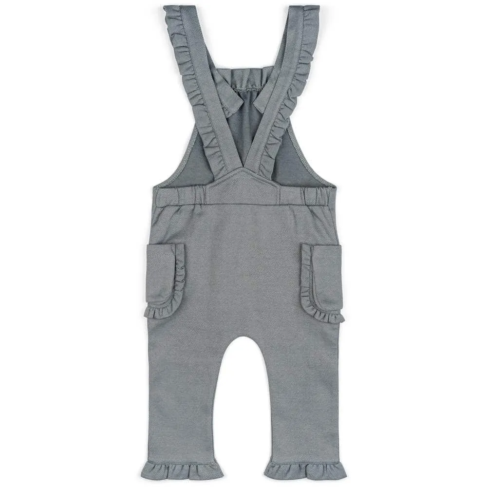 Greige Baby Ruffle Denim Overall