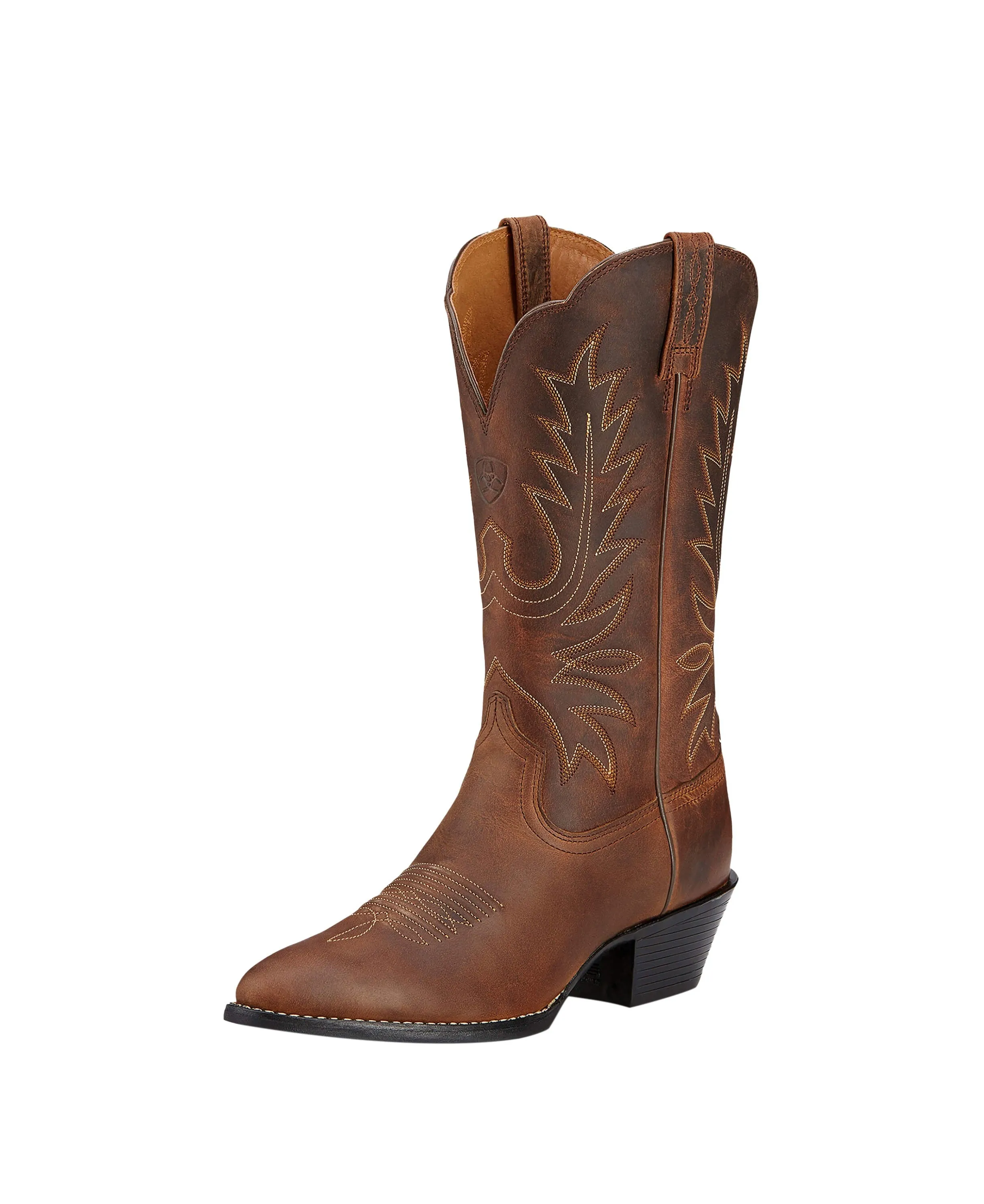 Heritage R Toe Western Boots - Distressed Brown