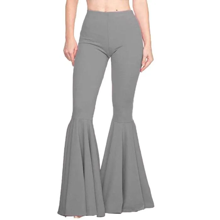 HIGH RUFFLED FITTED FLARE PANTS