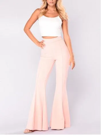 HIGH RUFFLED FITTED FLARE PANTS