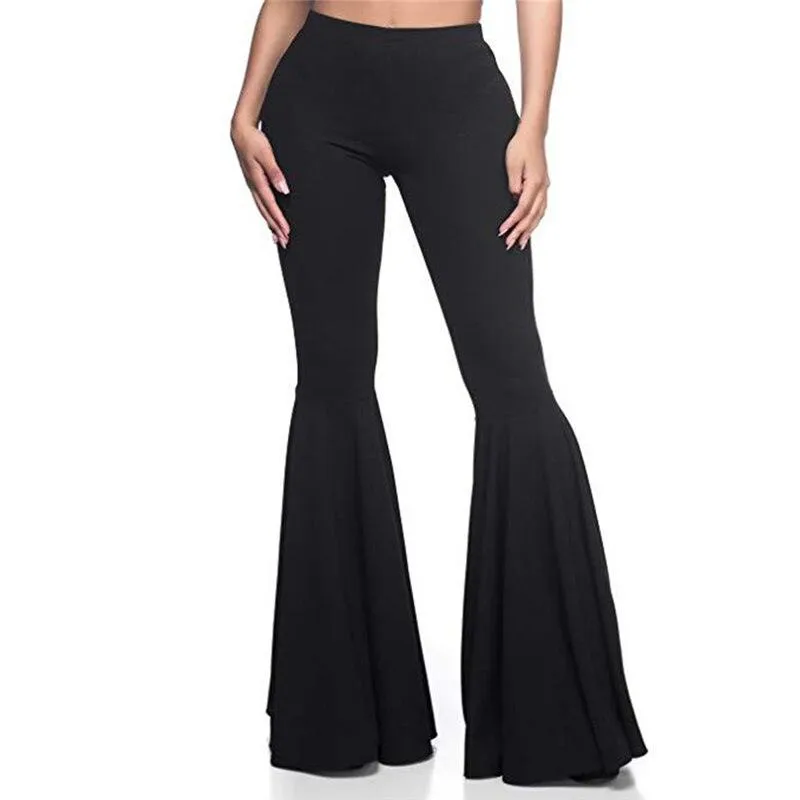 HIGH RUFFLED FITTED FLARE PANTS