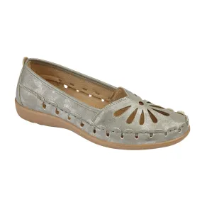 Ladies Slip On Shoes Silver Deia Summer