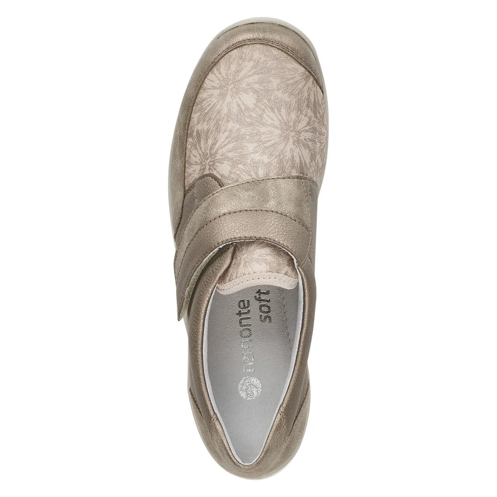 Ladies Strap Over Remonte Trainers Sneakers Ligt Bronze Metallic Wider Fit R7600-90 sale