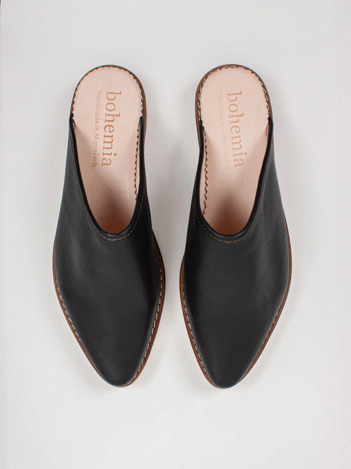 Leather Mules, Black