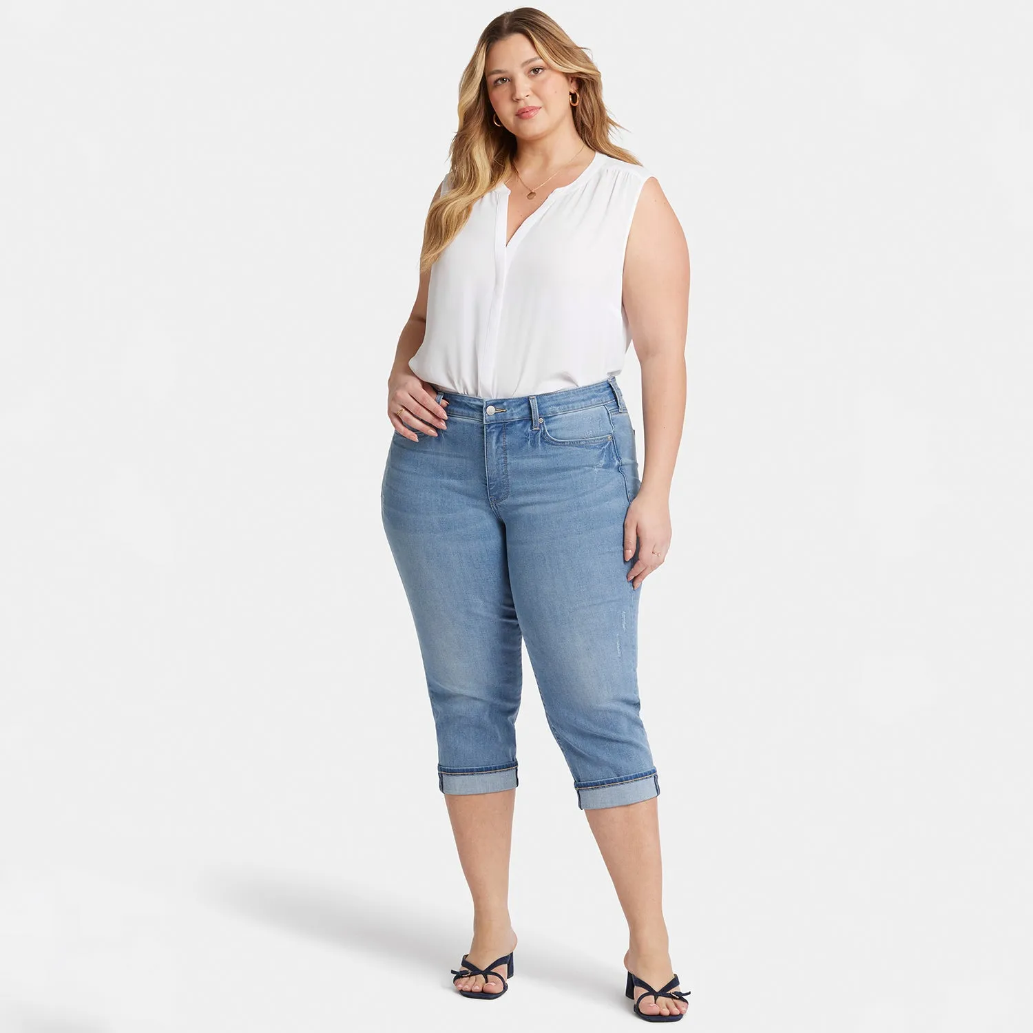 Marilyn Straight Crop Jeans In Plus Size - Lakefront