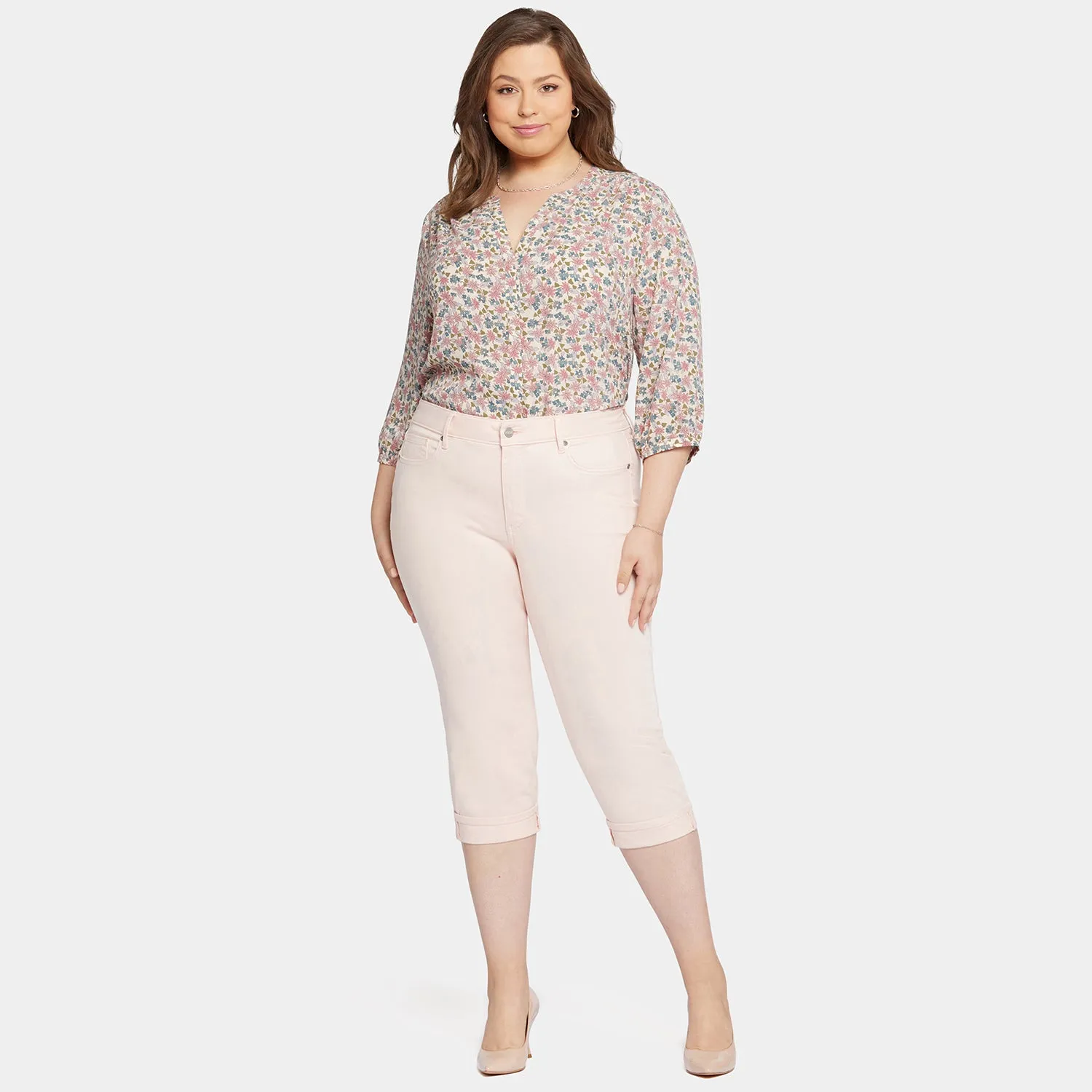 Marilyn Straight Crop Jeans In Plus Size - Pink Dusk