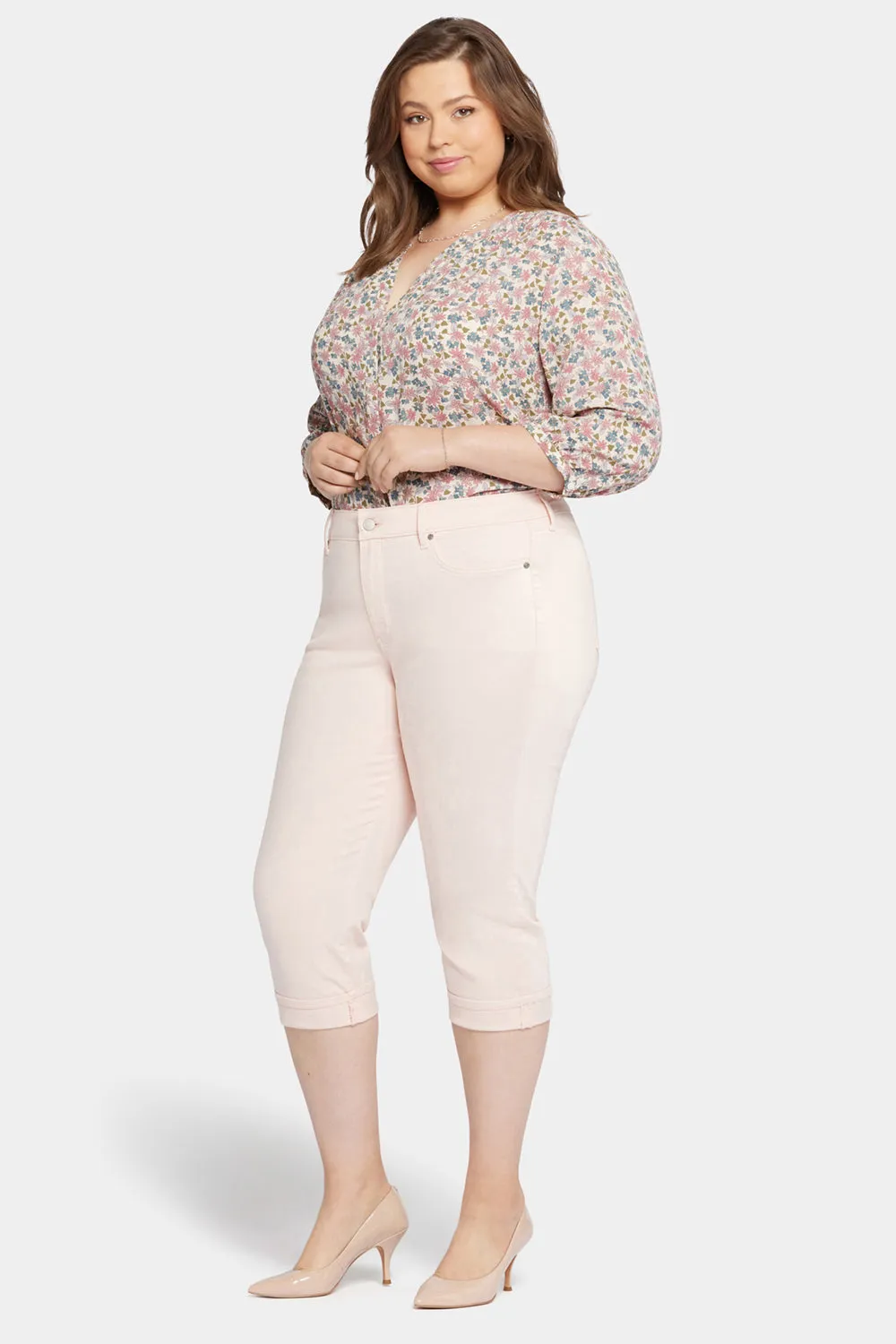 Marilyn Straight Crop Jeans In Plus Size - Pink Dusk