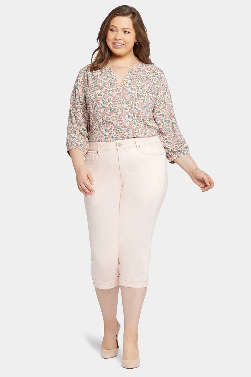 Marilyn Straight Crop Jeans In Plus Size - Pink Dusk