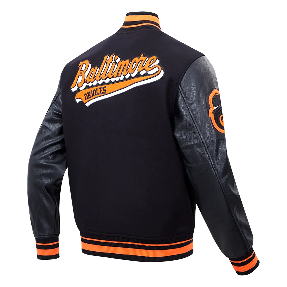 MLB BALTIMORE ORIOLES SCRIPT TAIL MEN'S RIB WOOL VARSITY (BLACK/ORANGE)