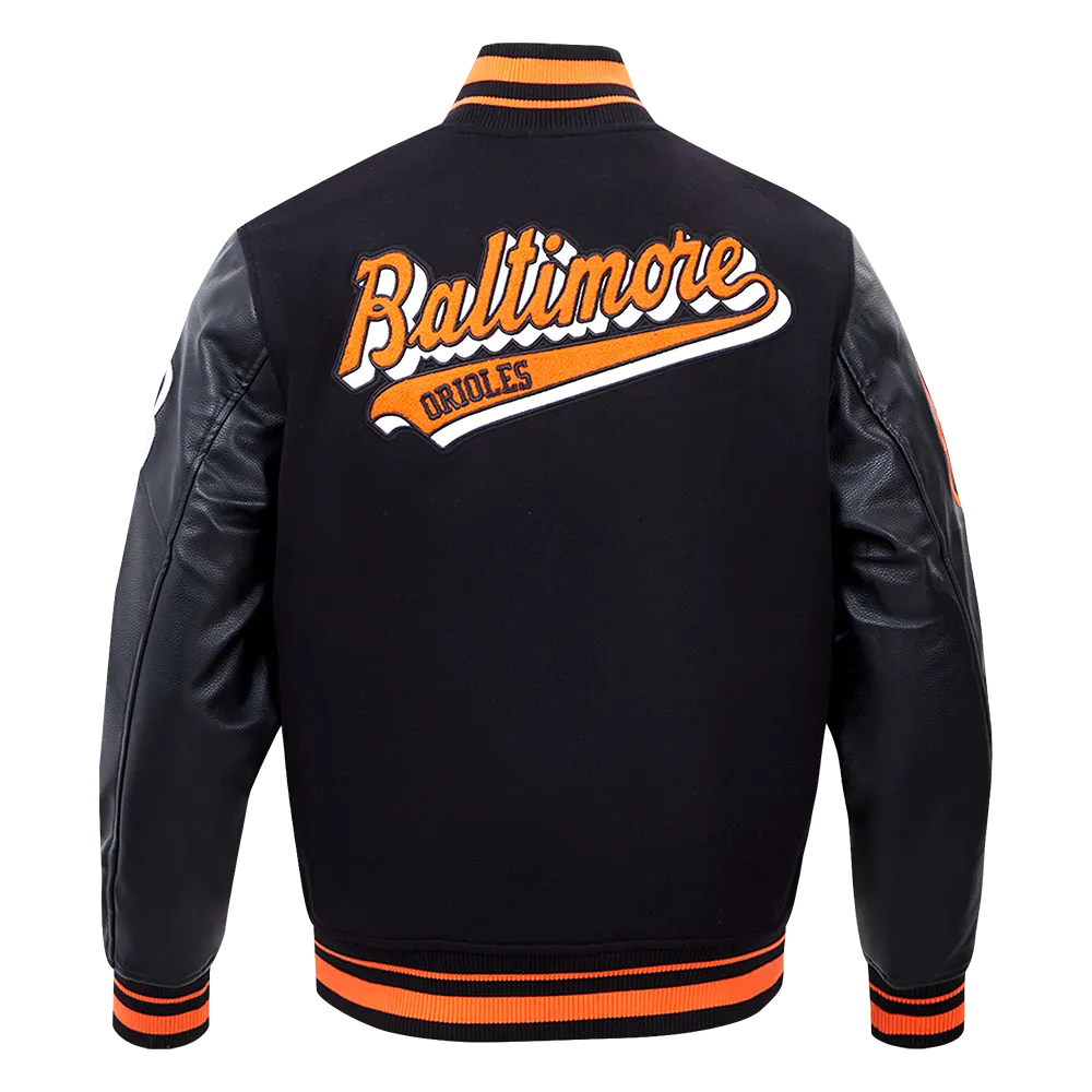 MLB BALTIMORE ORIOLES SCRIPT TAIL MEN'S RIB WOOL VARSITY (BLACK/ORANGE)