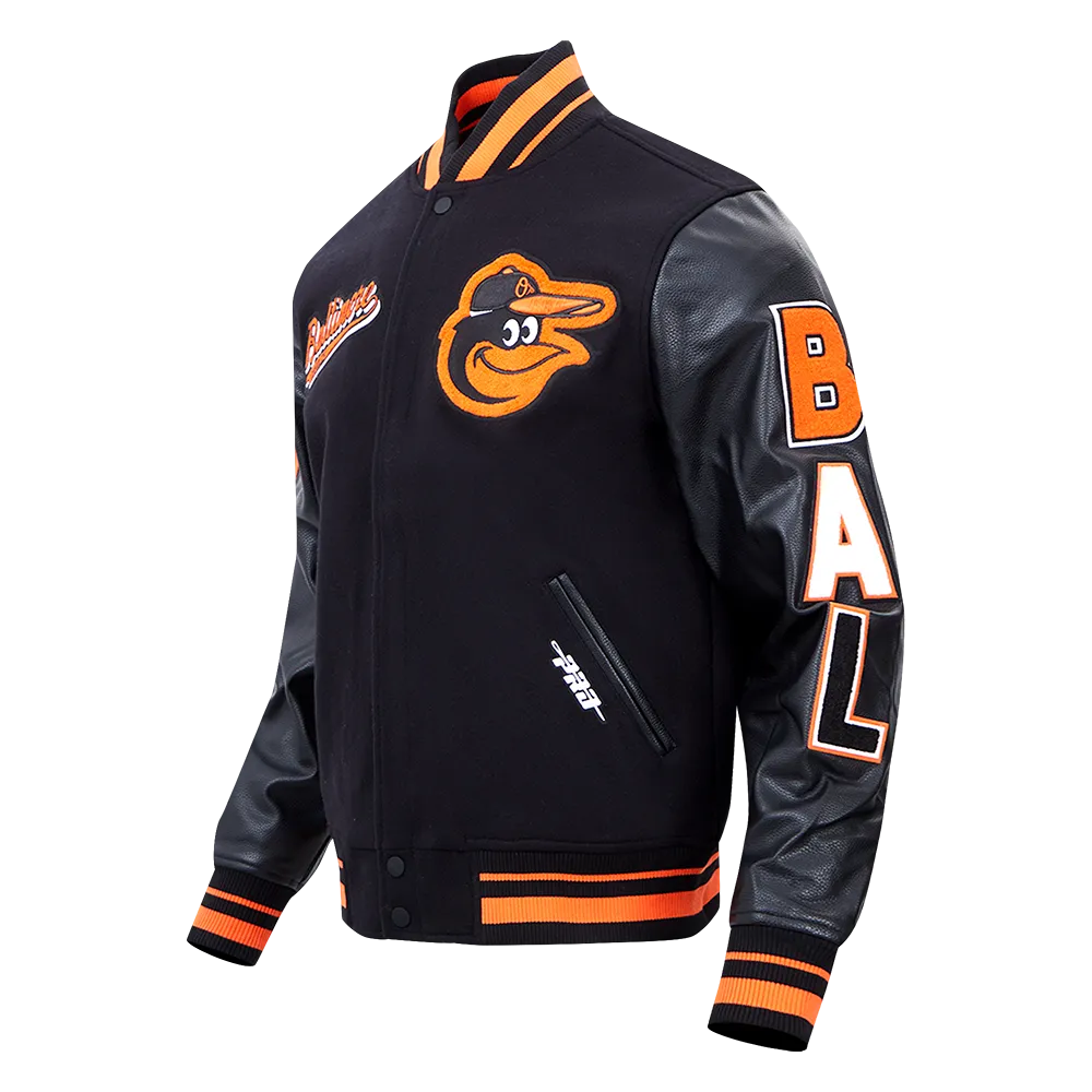 MLB BALTIMORE ORIOLES SCRIPT TAIL MEN'S RIB WOOL VARSITY (BLACK/ORANGE)