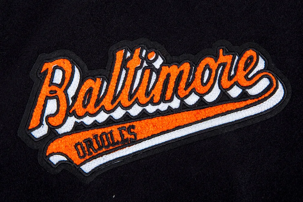 MLB BALTIMORE ORIOLES SCRIPT TAIL MEN'S RIB WOOL VARSITY (BLACK/ORANGE)