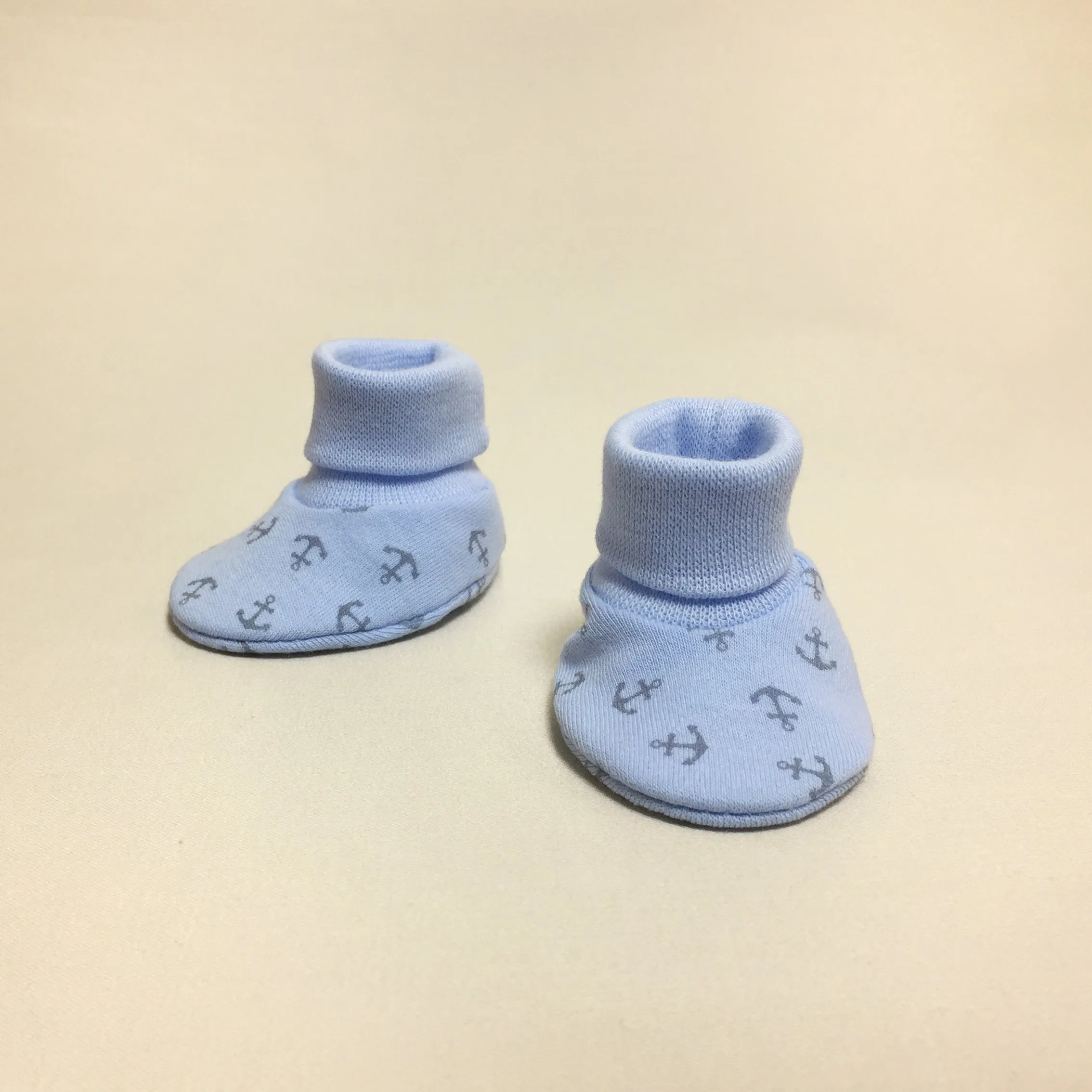 NICU Booties Blue Anchors