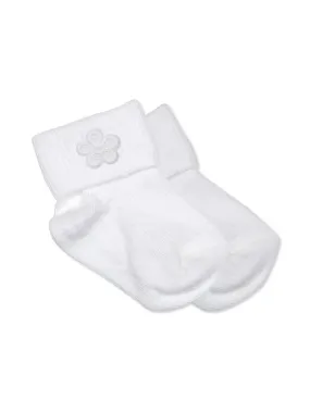 Premature Baby Socks with Daisy Motif White