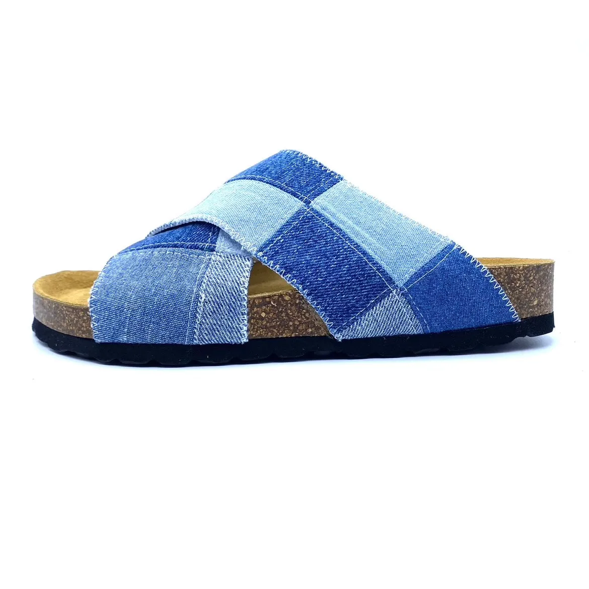 Una Cross-over Sandals | Vintage Denim Patchwork