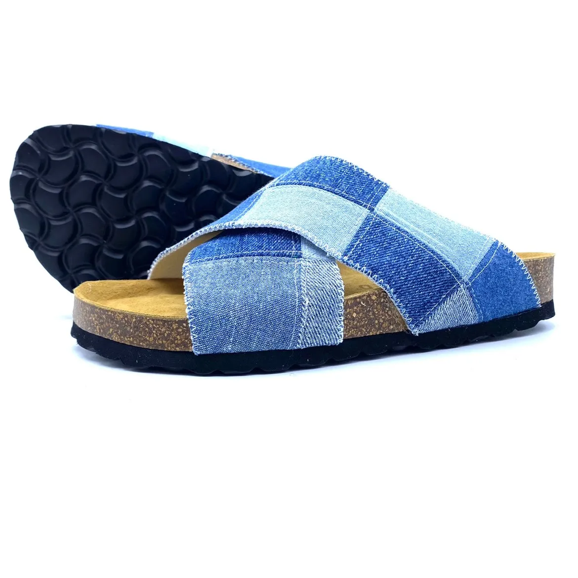 Una Cross-over Sandals | Vintage Denim Patchwork