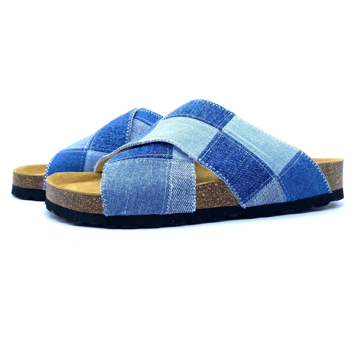 Una Cross-over Sandals | Vintage Denim Patchwork