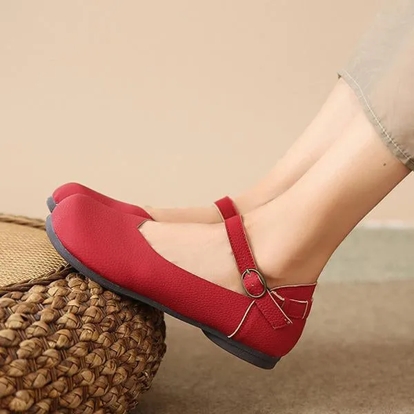 Women's Candy Color Buckle Casual Flats 22880869S