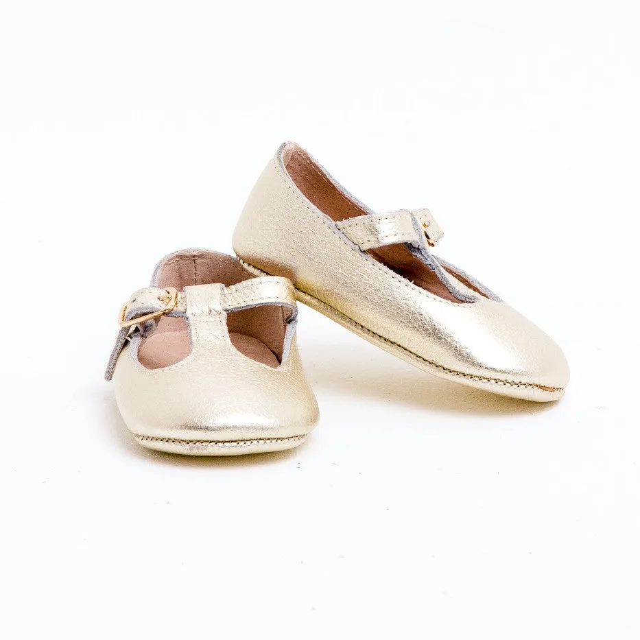 z Baby Toddler Shoes  Paris T-Bar Golden Mottle