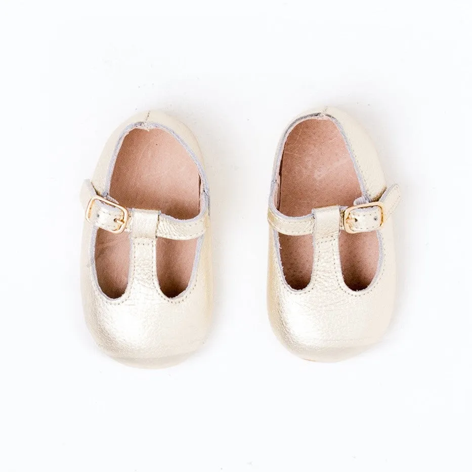 z Baby Toddler Shoes  Paris T-Bar Golden Mottle